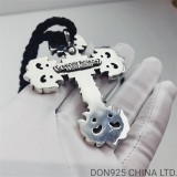 CHROME HEARTS Filigree Cross Necklace (Large Size with Leather Rope)