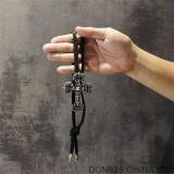 CHROME HEARTS Filigree Cross Necklace (Large Size with Leather Rope)