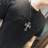 CHROME HEARTS Filigree Cross Necklace (Large Size with Leather Rope)