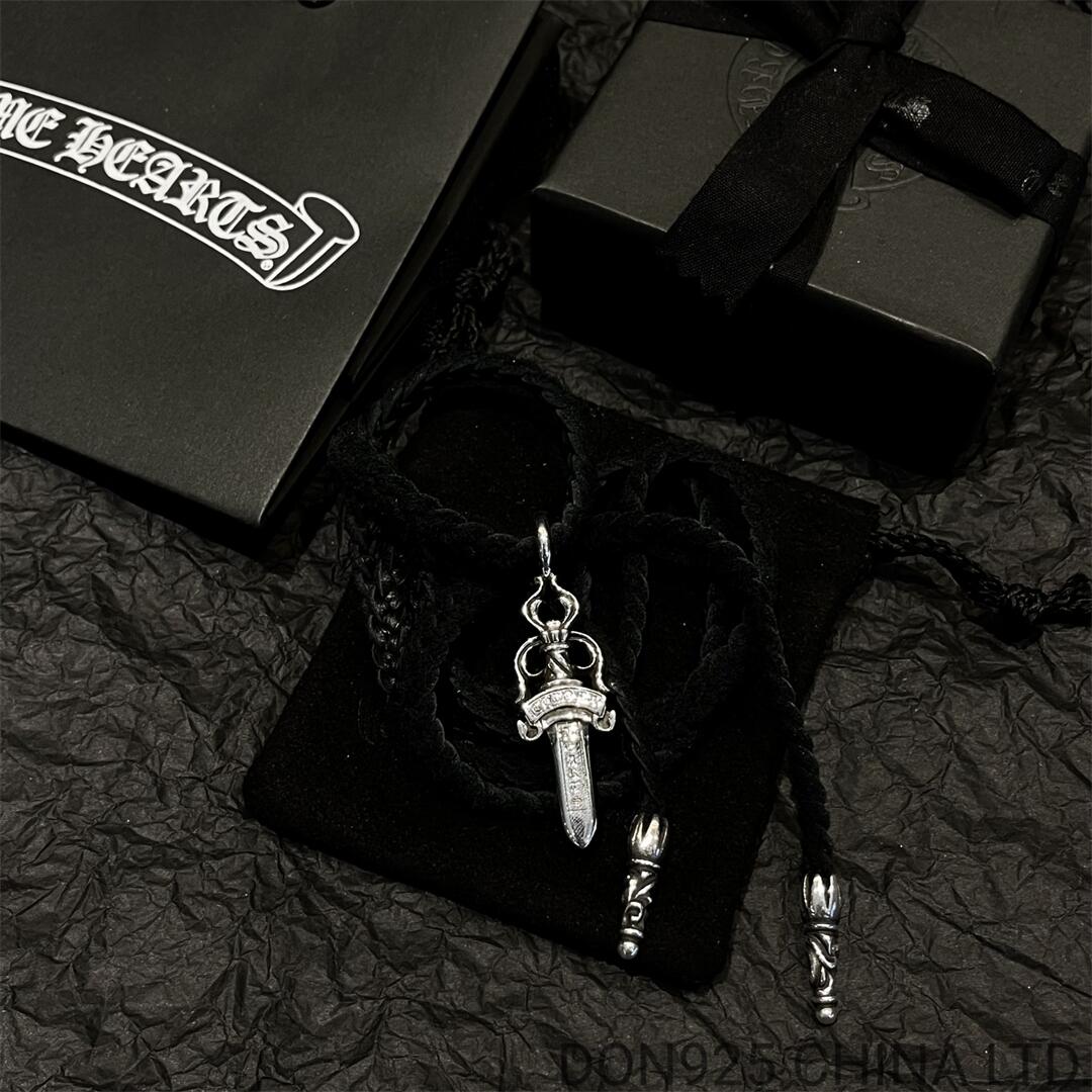 CHROME HEARTS Dagger Necklace (Large Size with Leather Rope)