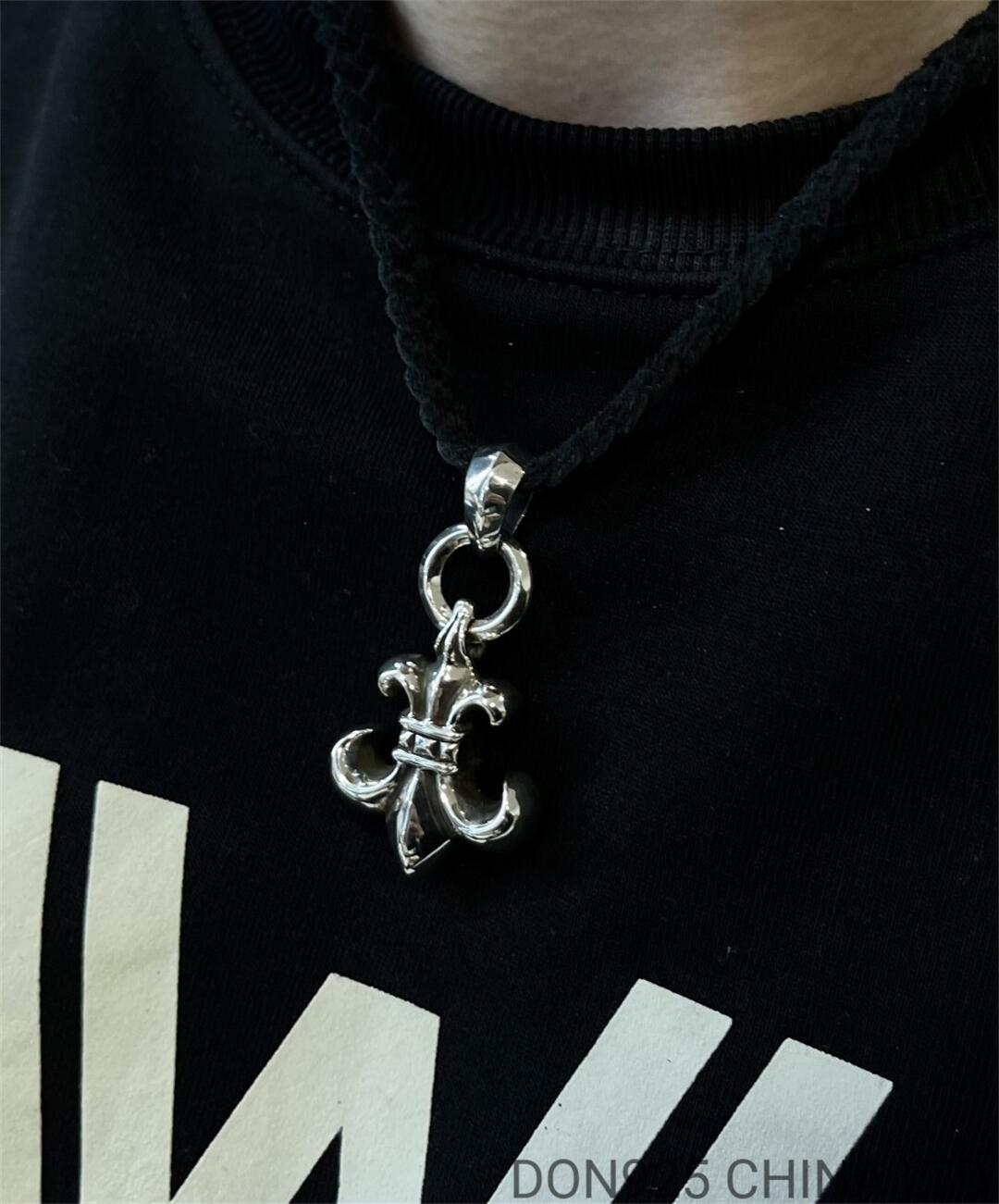 CHROME HEARTS BS Fleur Necklace (Medium Size with Leather Rope)