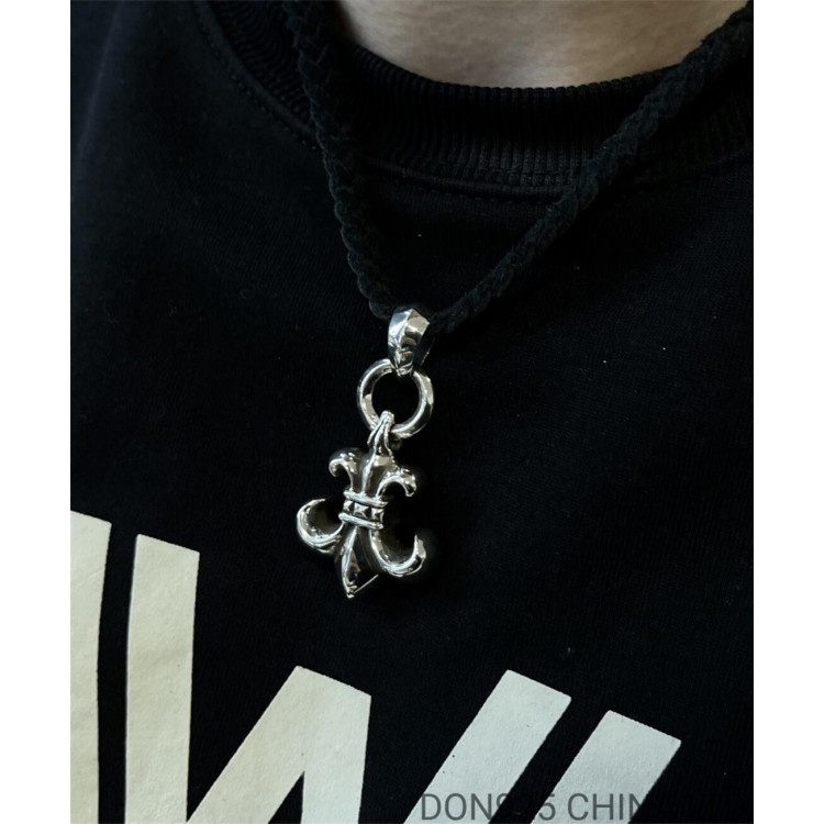 CHROME HEARTS BS Fleur Necklace (Medium Size with Leather Rope)