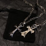 CHROME HEARTS Double Cross Necklace (Medium Size)