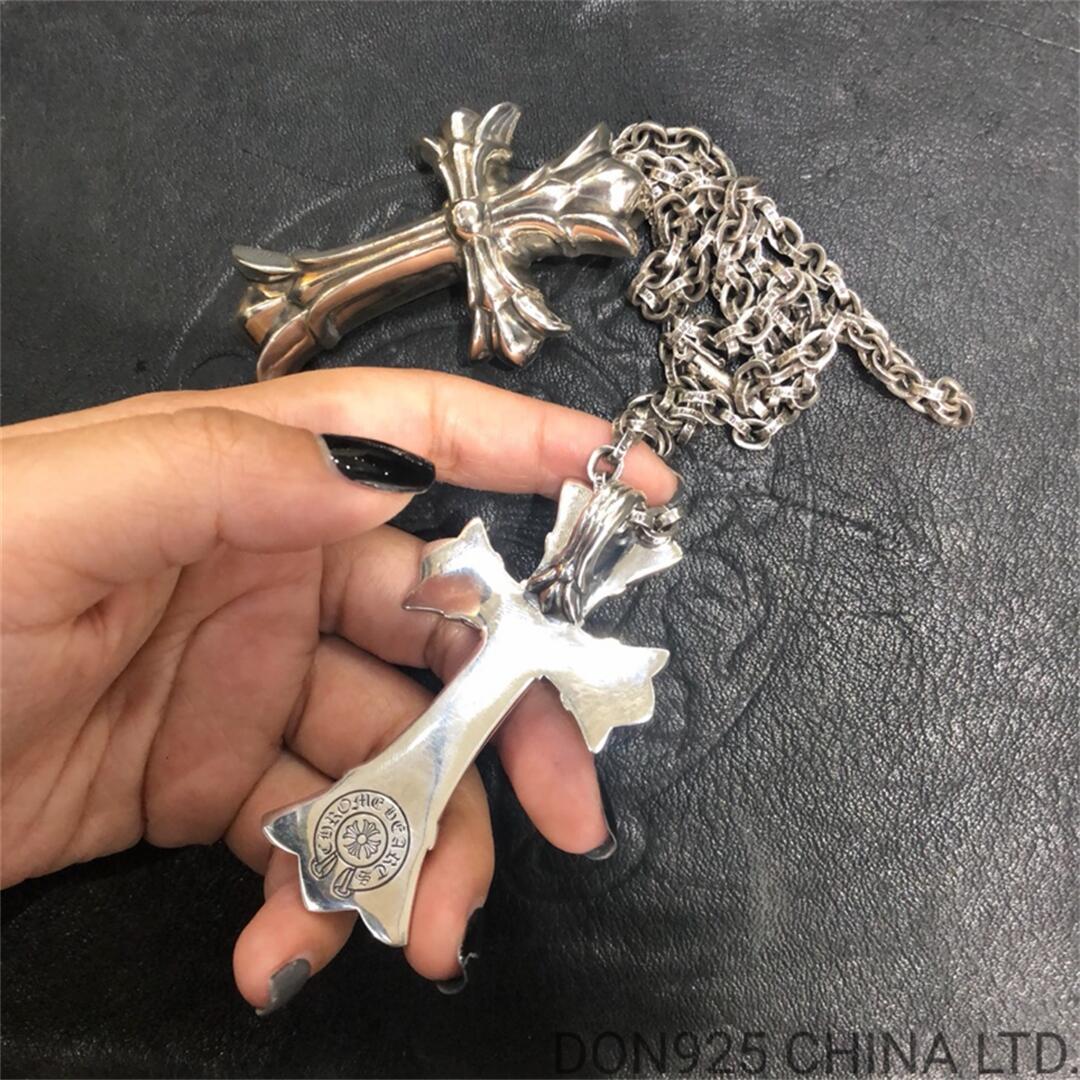 CHROME HEARTS Double Cross Necklace (Large Size with Paper Chain)