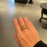 22K Gold Chrome Hearts Double Floral Ring in 925s Silver with Diamonds