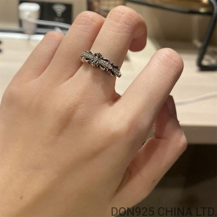 CHROME HEARTS Baby Double Floral Cross Ring (free size adjustable)