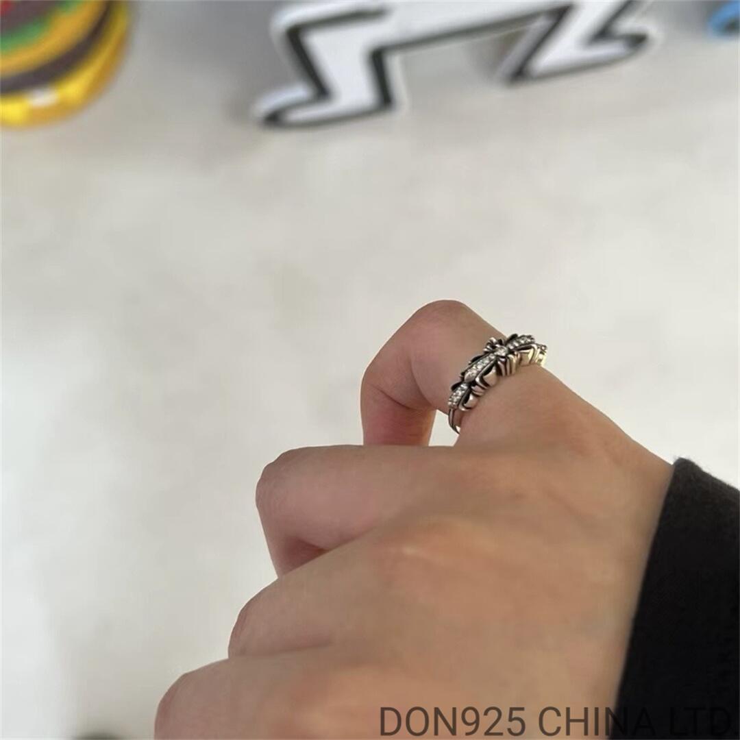 CHROME HEARTS Baby Double Floral Cross Ring (free size adjustable)