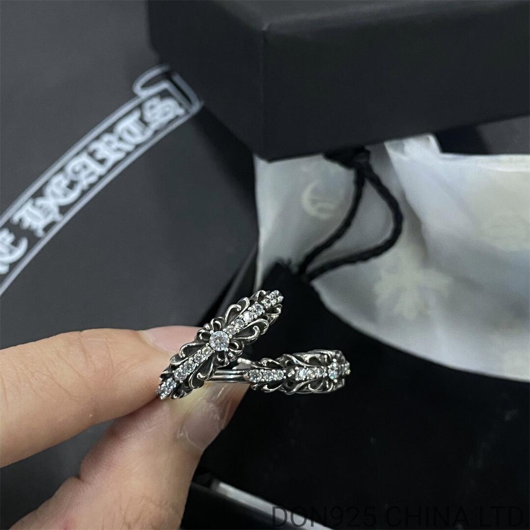 CHROME HEARTS Baby Double Floral Cross Ring (free size adjustable)