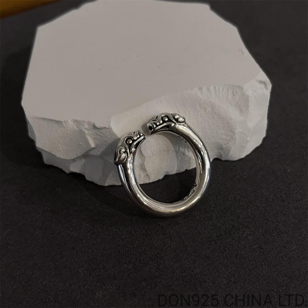 CHROME HEARTS Double Dog Ring (free size adjustable)