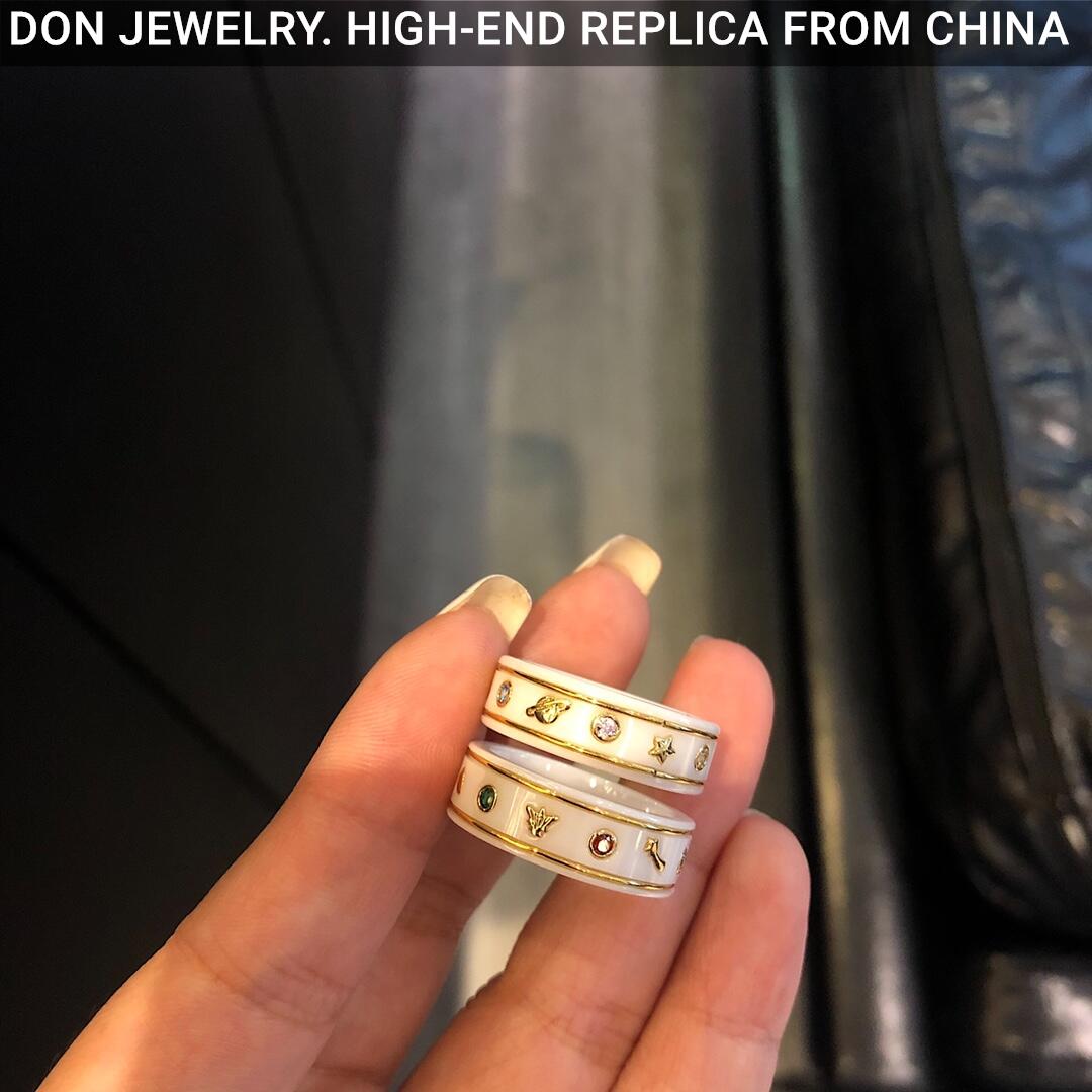 GUCCI Ceramic Icon White Gemstone ring