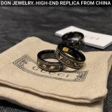 GUCCI Ceramic Icon Black Gemstone ring