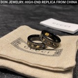 GUCCI Ceramic Icon Black Gemstone ring