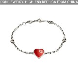 GUCCI Interlocing Heart Red Enamel chain bracelet