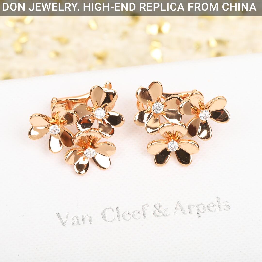 Van Cleef & Arpels Frivole earrings, 3 flowers, mini model